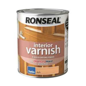 Ronseal Interior Varnish 750ml (Satin Ash / Satin Pearwood / Matt Almond) - Free C&C