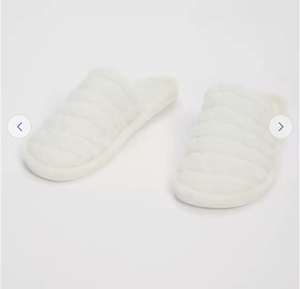 Cream Faux Fur Mule Slippers - Small & Medium Available Free Collection £3.60 Using Code @ Argos