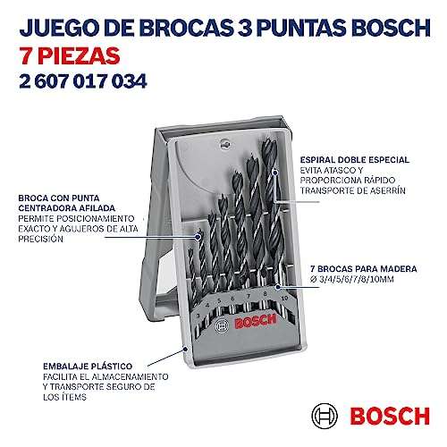 Bosch 2607017034 Professional 7-Piece Robust Line Brad Point Drill Bit Set (for Wood, Accessories for Drill Drivers)