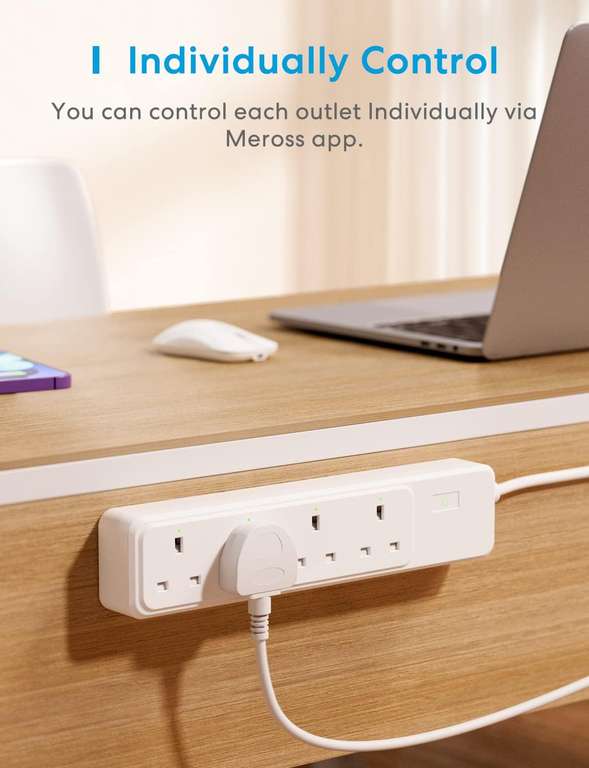 Smart Power Strip, meross Smart Extension Lead Alexa Compatible, 4 AC Outlets, Compatible with Amazon Alexa, Google Home, and Voice/Remote