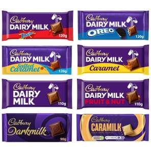 Cadbury Milk Chocolate Bar - Daim / Caramel / Salted Caramel / Oreo / Dairy Milk / Fruit & Nut / Dark Milk / Caramilk - Nectar Price