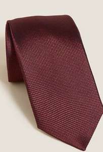 M&S Pure Silk Burgundy Tie £5 Free Click & Collect [other colours available in store using stock check]@ Marks & Spencer