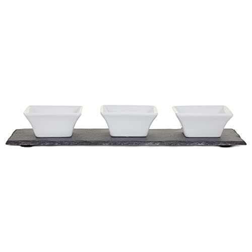 apollo THE HOUSEWARES BRAND Slate Meze Set 3+1, Appetizer Platter Serving Tray Starter, Ceramic Bowls £4.40 @ Amazon