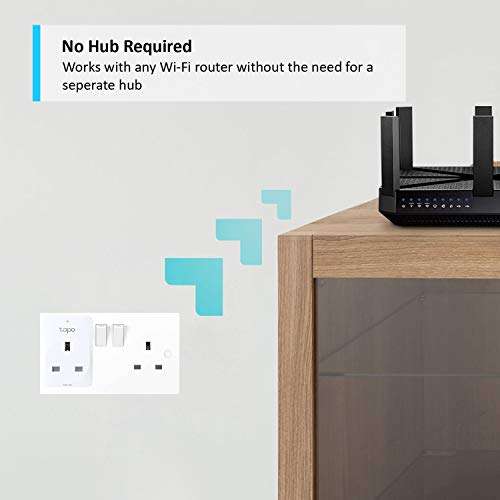 2 x TP-Link Tapo Smart Plug Wi-Fi Outlet, Works with Amazon Alexa (Echo and Echo Dot), Google Home, Wireless Smart Socket - £15.99 @ Amazon