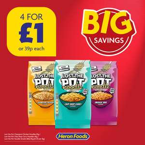 85g packs of Lost The Pot Noodle (Champion Chicken/Chip Shop Curry/Smokin' BBQ)-4 for £1 (39p each)