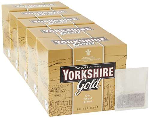 5 x 80 bags Yorkshire Gold (400 bags total) £12.50 / £11.88 Subscribe & Save @ Amazon