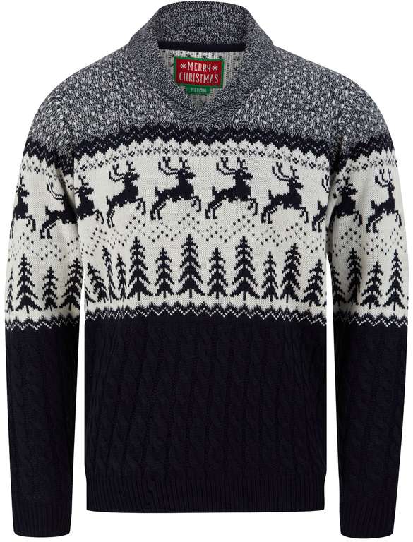 Men’s Shawl Neck Jacquard Jumping Deer Knit Christmas Jumper for £15.40 with code + £2.49 delivery @ Tokyo Laundry