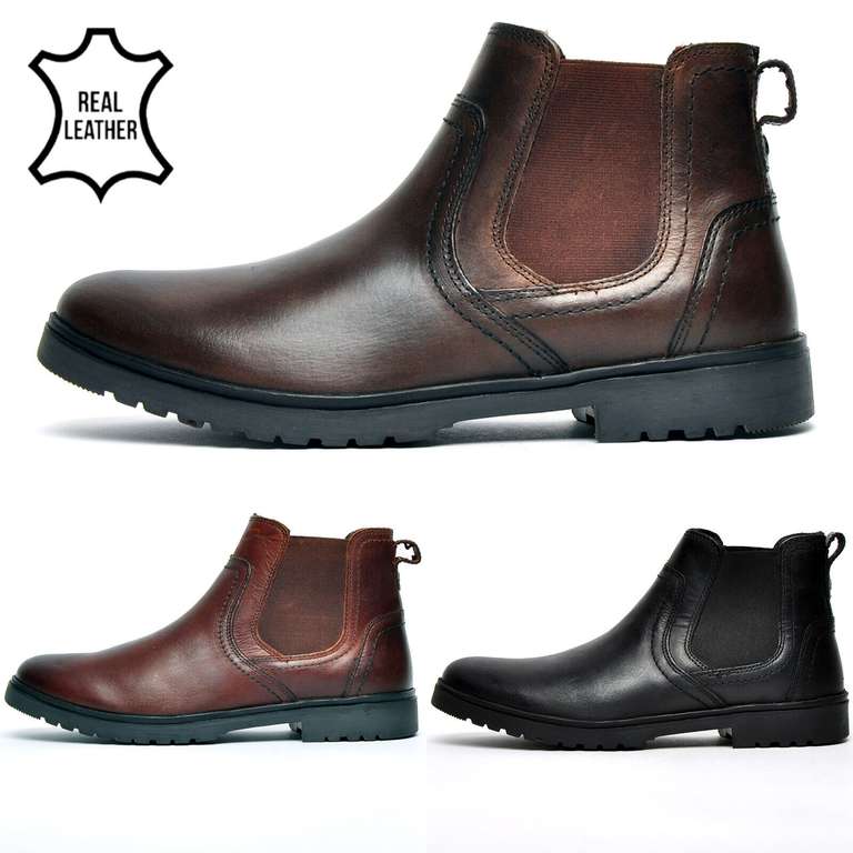 Men's Premium Leather Oaktrak Beck by Red Tape Chelsea Ankle Boots (3 colours available) with code + free delivery @ Express trainers