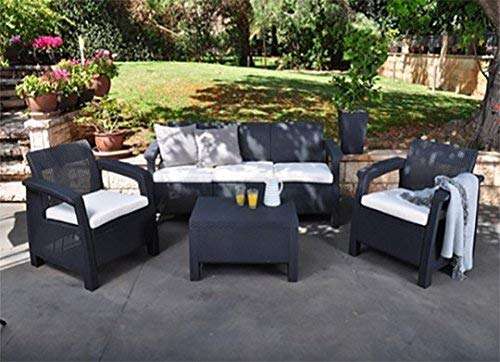 Keter Corfu Outdoor 5 Seater Rattan Sofa Furniture Set - £261.74 from