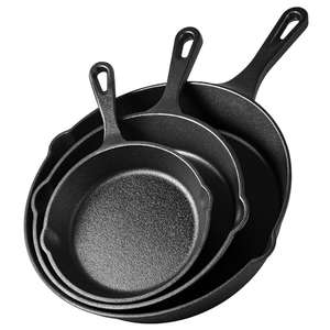 VonShef Cast Iron Skillet Set, 3 Piece Frying Pan Set, Non-Stick Pan Set for All Hob Types - Sold & dispatched by VonHaus UK