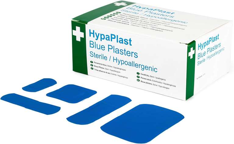 Safety First Aid Group HypaPlast Clear / Blue Visually Detectable Washproof Assorted (Pack of 100) (£3.05/£2.88 on Subscribe & Save)