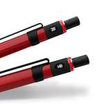 rOtring 500 Mechanical Pencil | 0.5mmHB Lead | Red hexagonal plastic barrel and non-slip textured metal grip