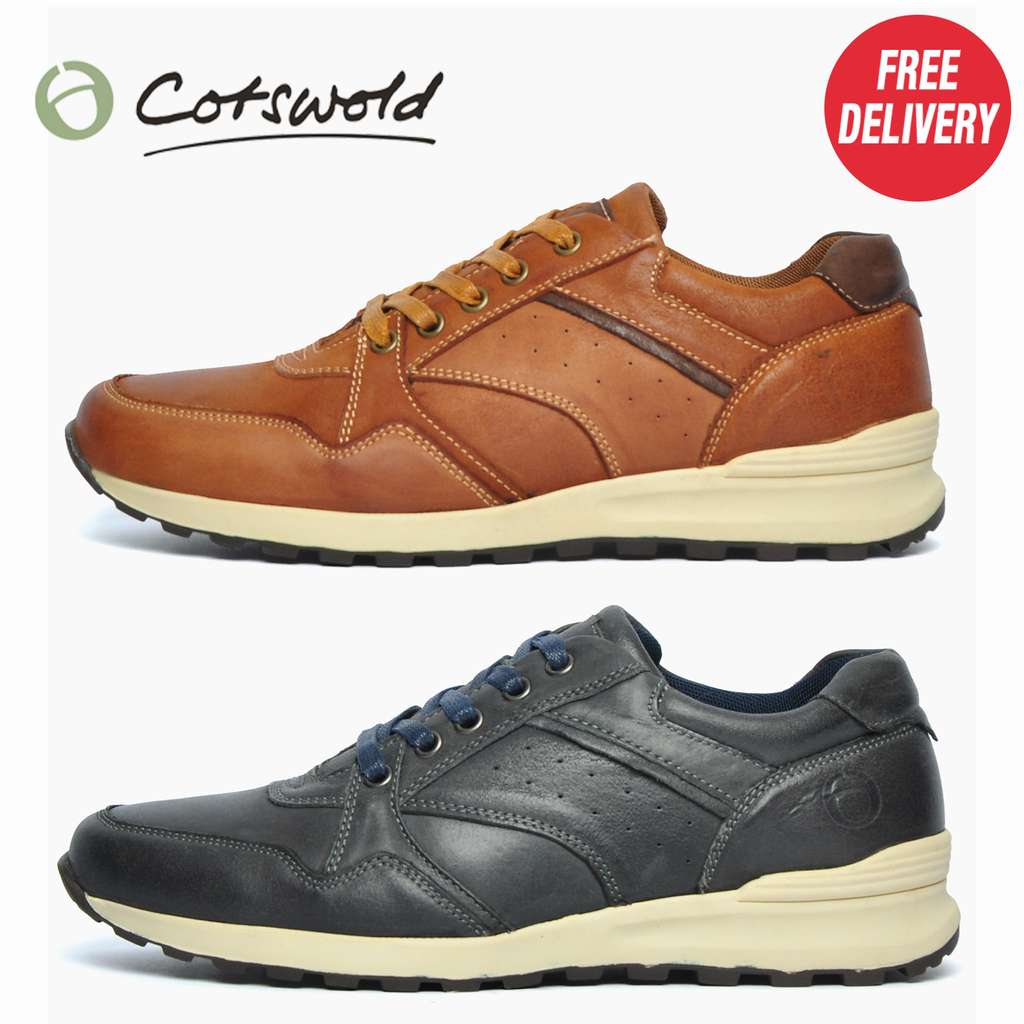 Men's Cotswold Epney Leather Memory Foam Shoes (Available in 2 colours ...
