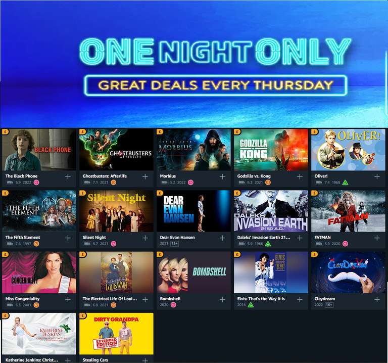 One Night Only deal 15 December: Films from £2.99 Today Only (Black Phone, Bombshell, Ghostbusters Afterlife and more) @ Amazon Prime Video