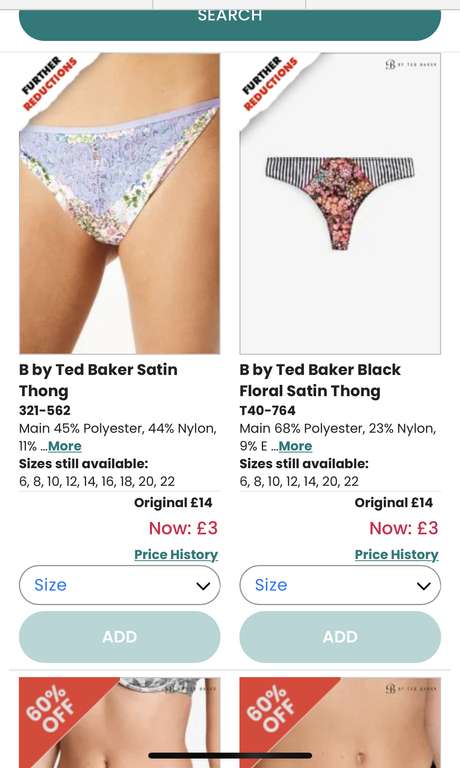 Women’s B by Ted Baker Underwear Sale Now 60-70% Off Knickers From £3, Matching Bra’s £10 with Free Click & Collect @ Next
