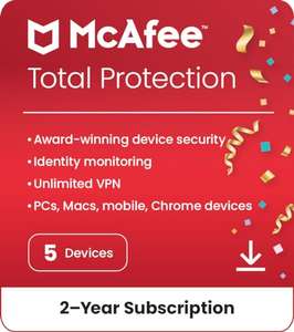 McAfee Total Protection Antivirus and Internet Security Software | 5 Devices | 24 Months | Activation Code by email