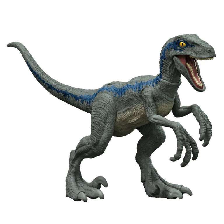 Jurassic World Dominion Survival Instincts 4 Dinosaur Set: Roar Strikers  Megaraptor & Triceratops, Blue, Dilophosaurus