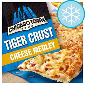 Chicago Town Tiger Crust Cheese Medley Pizza 305G/Tiger Crust Double Pepperoni 320G/Cheesy Ham/Bacon 315G £2 Each (Clubcard Price) @ Tesco