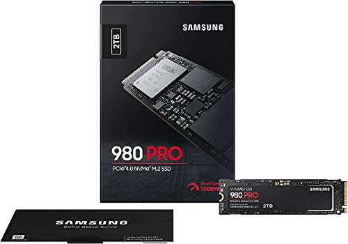 2TB - Samsung 980 Pro PCIe Gen 4 x4 NVMe SSD - 7000MB/s, 3D TLC, 2GB Dram Cache, 1200 TBW, PS5 Compatible £179.83 Sold by Amazon EU @ Amazon