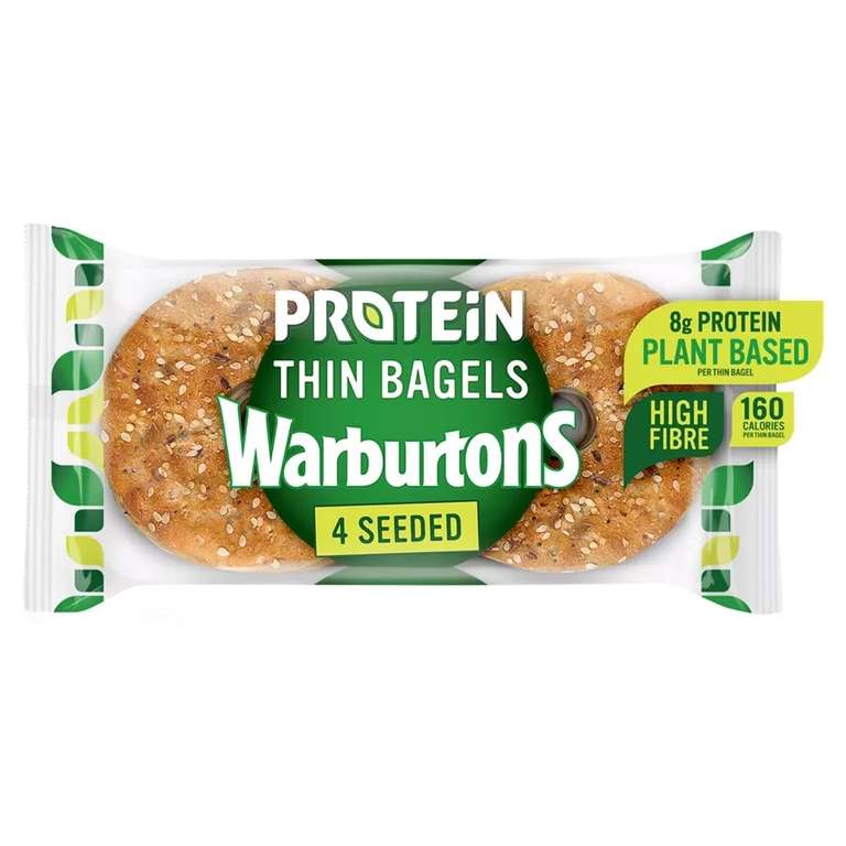Warburtons Seeded Protein Thin Bagels 4pk