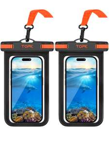 TOPK Waterproof Phone Pouch, 2-Pack Universal IPX8 Waterproof Phone Case Dry Bag with Lanyard - Sold by TOPKDirect FBA