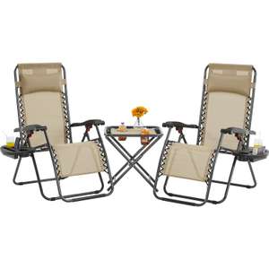 Set of 3 Zero Gravity Reclining Chair and Table
