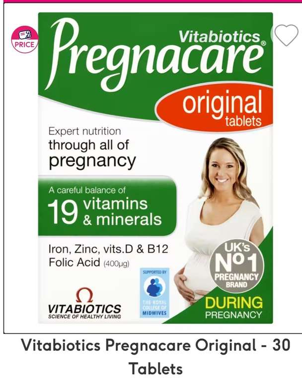 Vitabiotics Pregnacare - Original - 30 Count £2.99 and 3 for 2 with advantage card + £1.50 collection @ boots