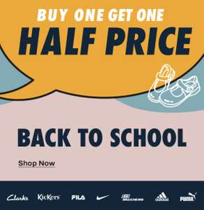 Buy one get one half price e.g. 2x Teen Nike Court Borough Low Black Lace-up Trainers - £49.48 or £32.99 each @ Deichmann