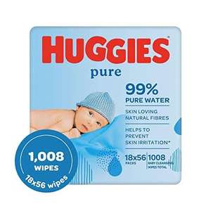 Huggies Pure, Baby Wipes, 18 Packs - £12.20 / Subscribe & Save £10.37 - possible 5% voucher £9.76 at Amazon