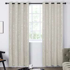 Eyelet Blackout Thermal Insulated Silver Diamond Printed Beige Curtains 46x72 inches - £14.84 with voucher - sold by Deconovo-Home @ Amazon