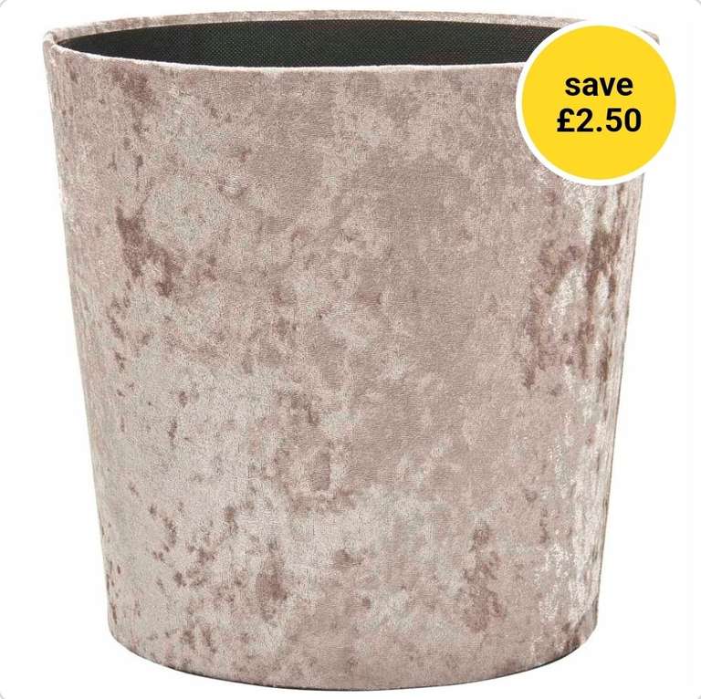 Wilko Crushed Velvet Fabric Waste Bin now £2.50 + Free Collection @ Wilko