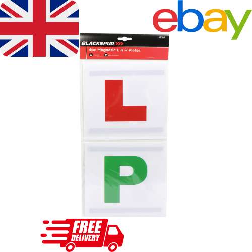 4 x Blackspur Fully magnetic L & P Plates Learner New Driver Sign ( 2 x L Plates & 2 x P Plates) Sold By motorpointparts