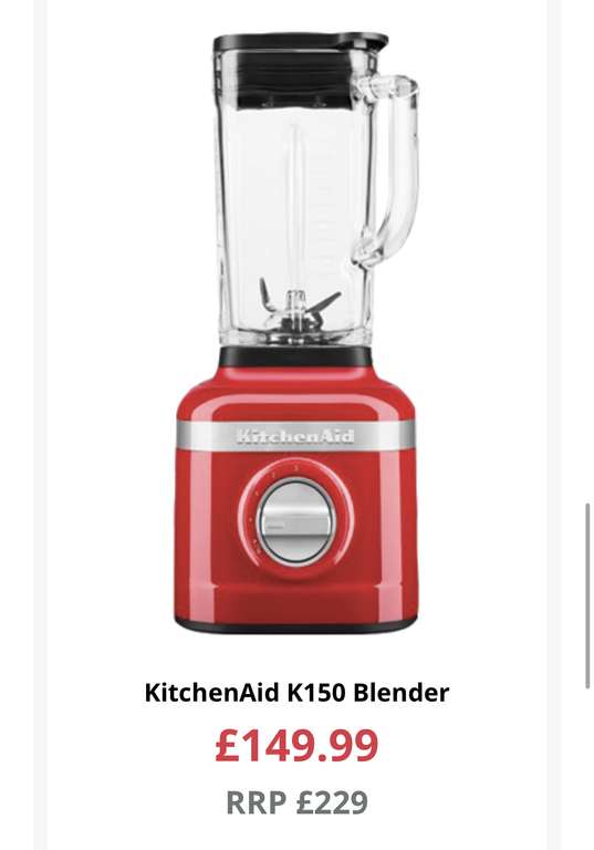 Kitchen Aid Sale - Electric Kettle £69.99, Cordless Food Chopper £89.99, Hand Mixer £79.99, K150 Blender £149.99, 2 Slice Toaster £79.99