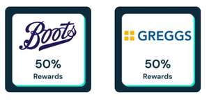 50% cashback at Boots or Greggs (selected accounts) @ Airtime Rewards