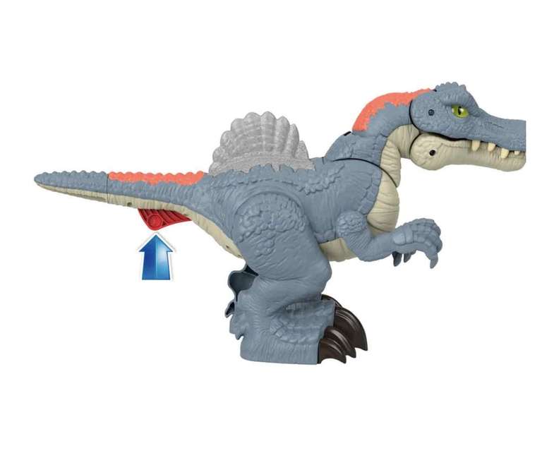 Imaginext Jurassic World Dinosaur Toy, Ultra Snap Spinosaurus with Lights Sounds and Chomping Action plus Figure for Preschool