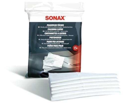 Sonax Car Polishing Cloths (15 Pieces) - Extremely Soft Polishing Cloths for Brilliant Results. Gentle on the Paint, Leaves No Scratches