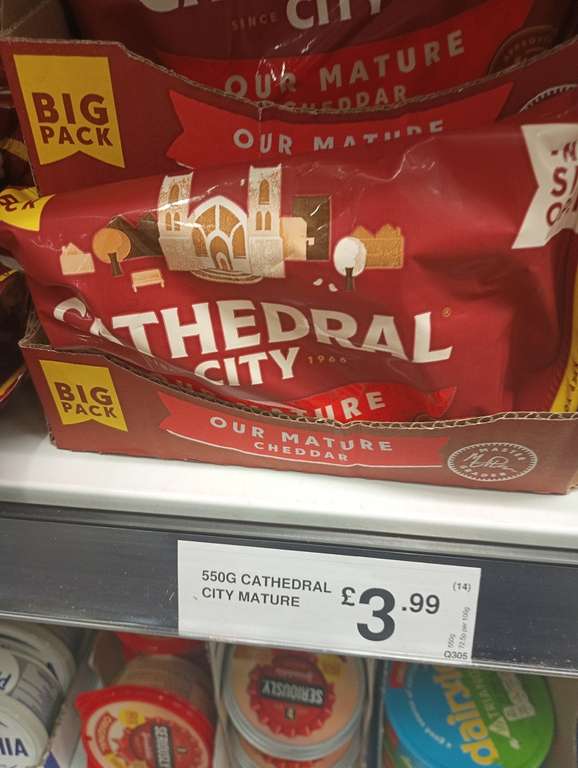 Cathedral City Mature Cheddar 550g £3.99 Seen at farmfoods, Ascot Drive Derby