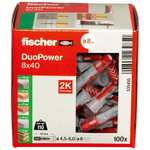 fischer DuoPower 8 x 40, powerful universal wall plug fastenings 100 plugs