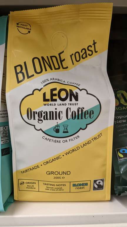 Leon Organic Coffee 200g - £1 in store @ Sainsbury's (York)