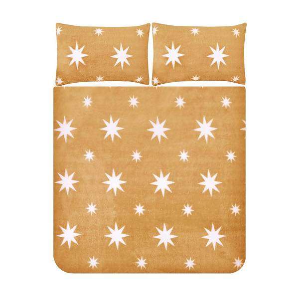Snuggle Fleece Bedding Set - Ochre Star - Double - £12.50 (Free Collection) @ Homebase