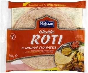 Nishaan Chakki Roti 6 Indian Chapattis 350g - Chakki or Traditional (6pk) - Long Eaton