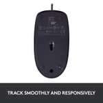 Logitech B100 Wired USB Mouse, 3-Buttons, Optical Tracking, Ambidextrous PC / Mac / Laptop - Black