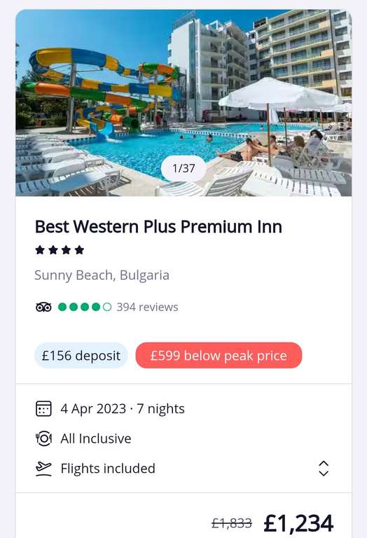 Holiday Pirates. 1 Week All Inclusive. Flights and Hotel. Sunny Beach, Bulgaria. 2A + 2C. Easter holidays - £1,234 @ Holiday Pirates