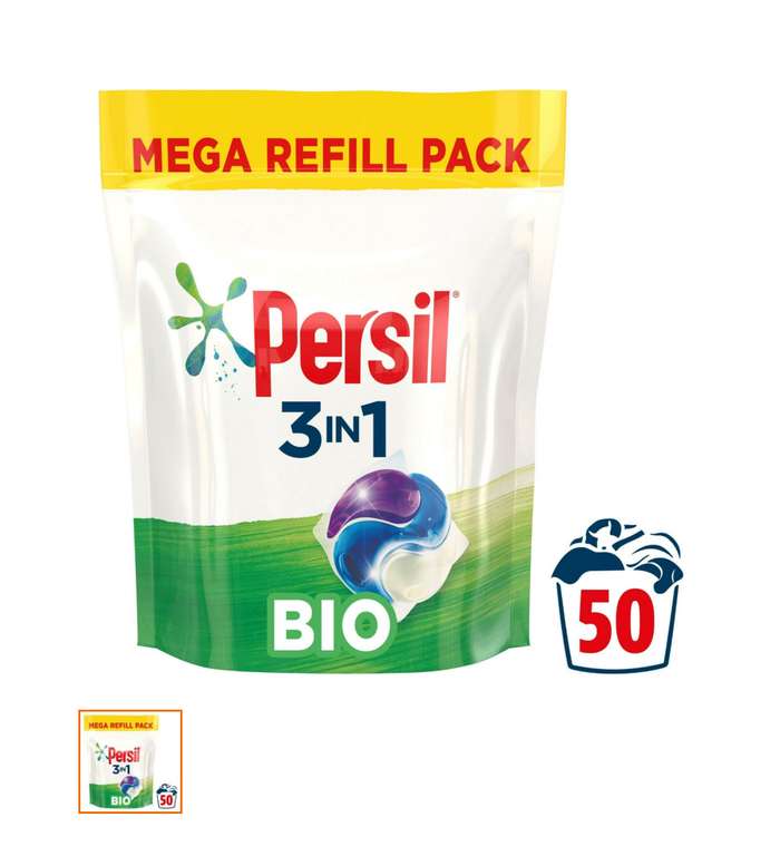 Persil 3 in 1 Laundry Washing Capsules 50 Washes Bio/Non Bio - Sainsbury’s with Nectar