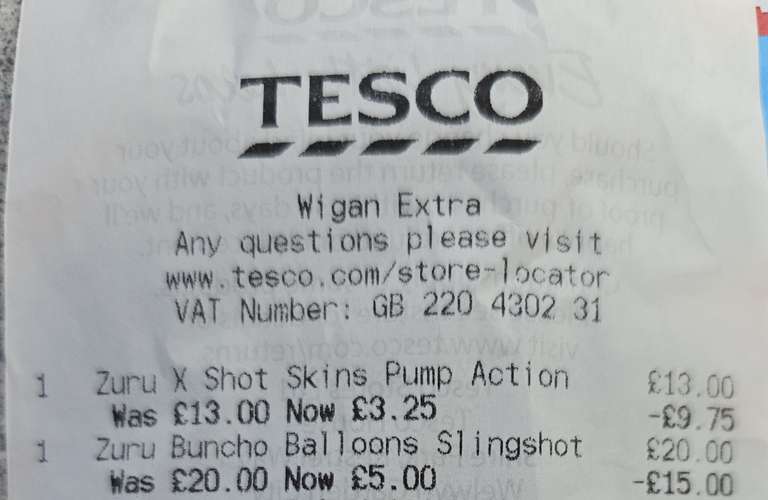 Zuru X Shot Skins Pump Action Water Gun. £3.25 instore at Wigan
