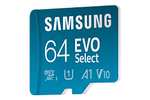 Samsung EVO Select 64GB microSDXC UHS-I U1 130MB/s Full HD Memory Card inc. SD-Adapter (MB-ME64KA/EU) Blue £6.29 @ Amazon