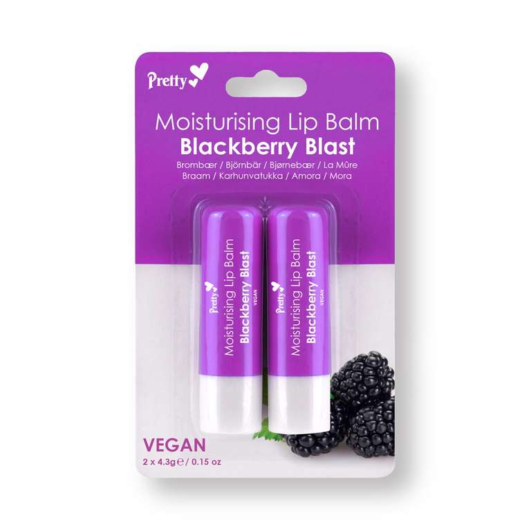 1 x 2pk Pretty Moisturising Lip Balm – Blackberry Blast