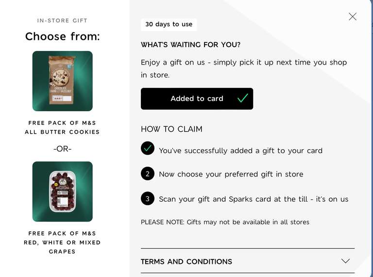 Free Gift for Sparks Card Holders at Marks & Spencer via Mobile App ...