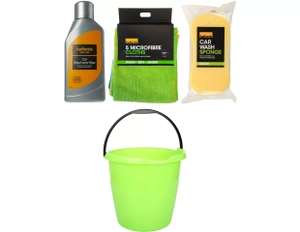 Halfords Car Cleaning Bucket Bundle, including Wash & Wax, 10Ltr bucket etc - £7 with free collection @ Halfords