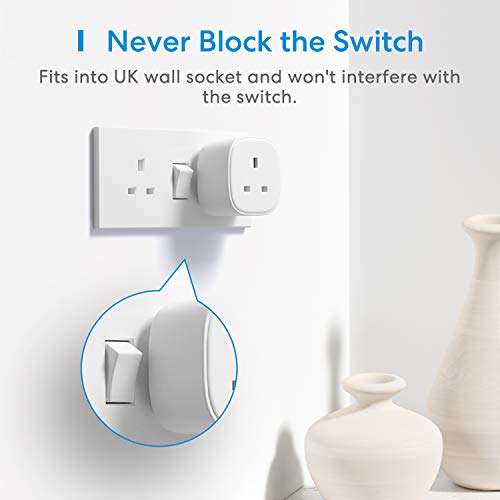 Meross Smart Plug with Energy Monitor Wi-Fi Outlet Work with Alexa Echo, Google Home, Smart Socket (2-Pack) £16.65 with Voucher @ Amazon
